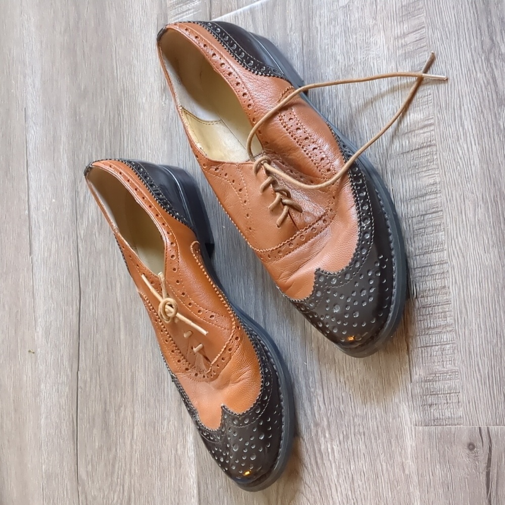 Blake scott leather vintage style two tone oxfords/flats - US8